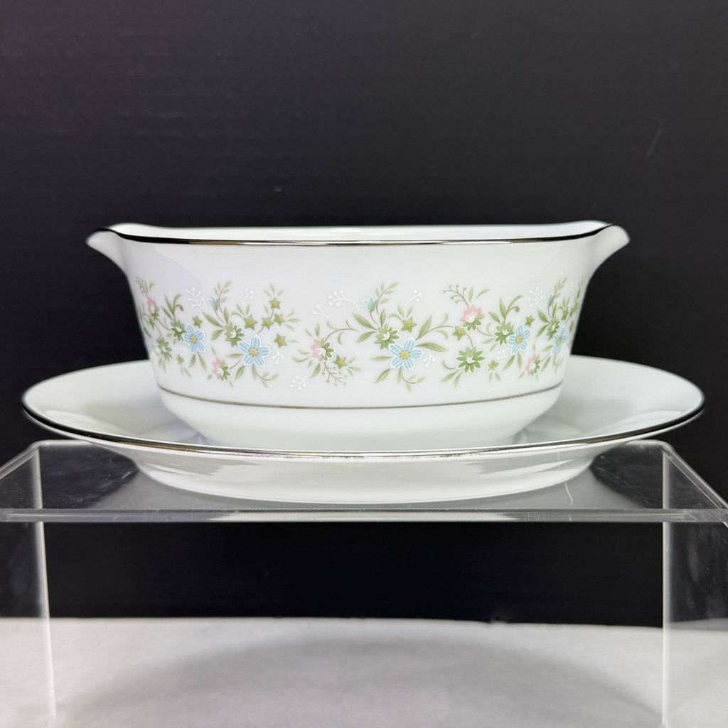 Vintage Noritake Savannah 2 Cup Gravy Boat with Attached Underplate