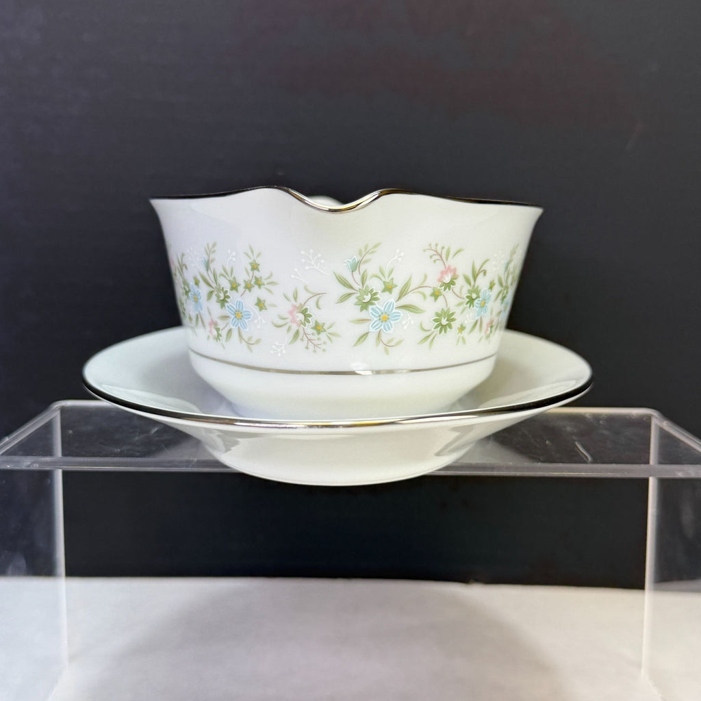 Vintage Noritake Savannah 2 Cup Gravy Boat with Attached Underplate