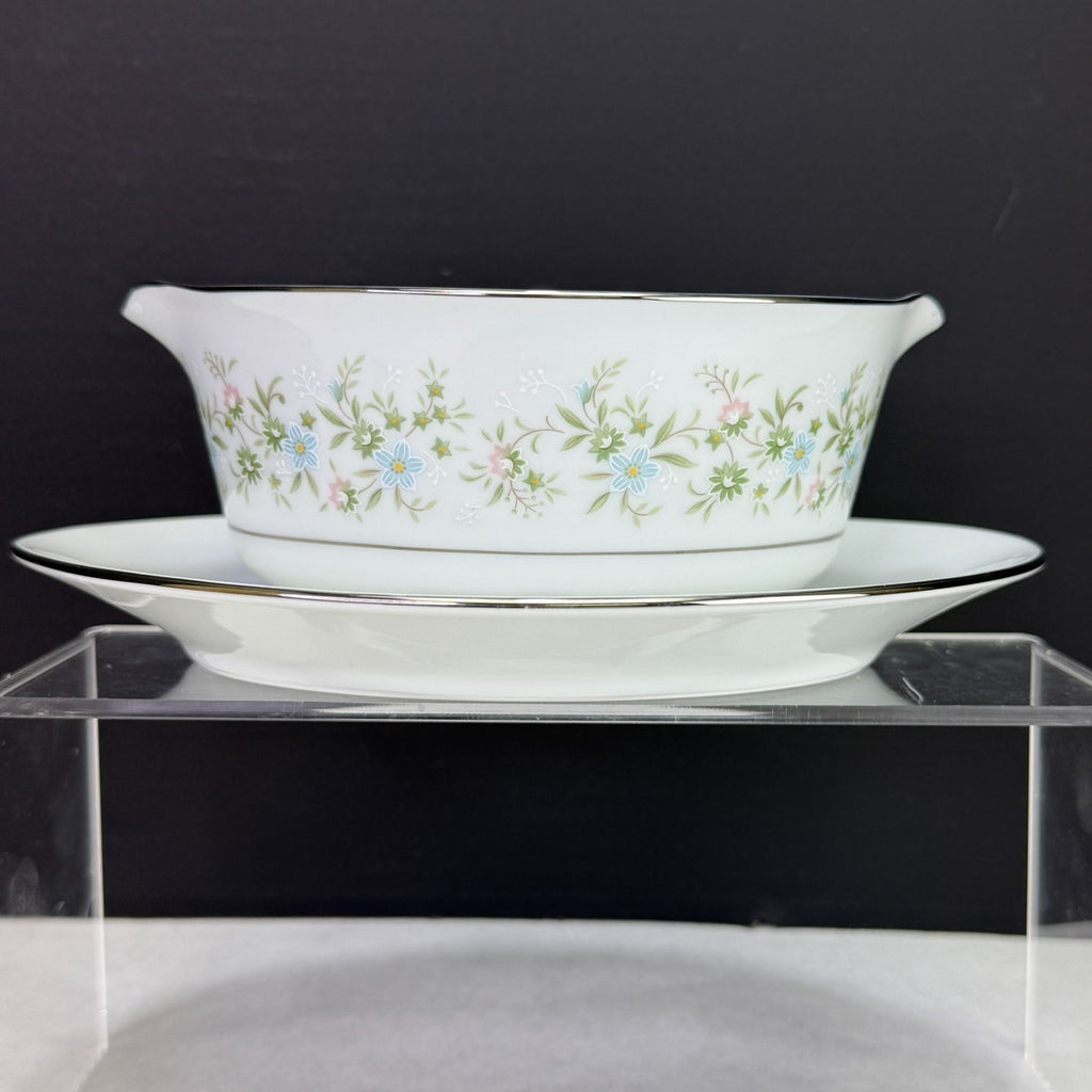 Vintage Noritake Savannah 2 Cup Gravy Boat with Attached Underplate