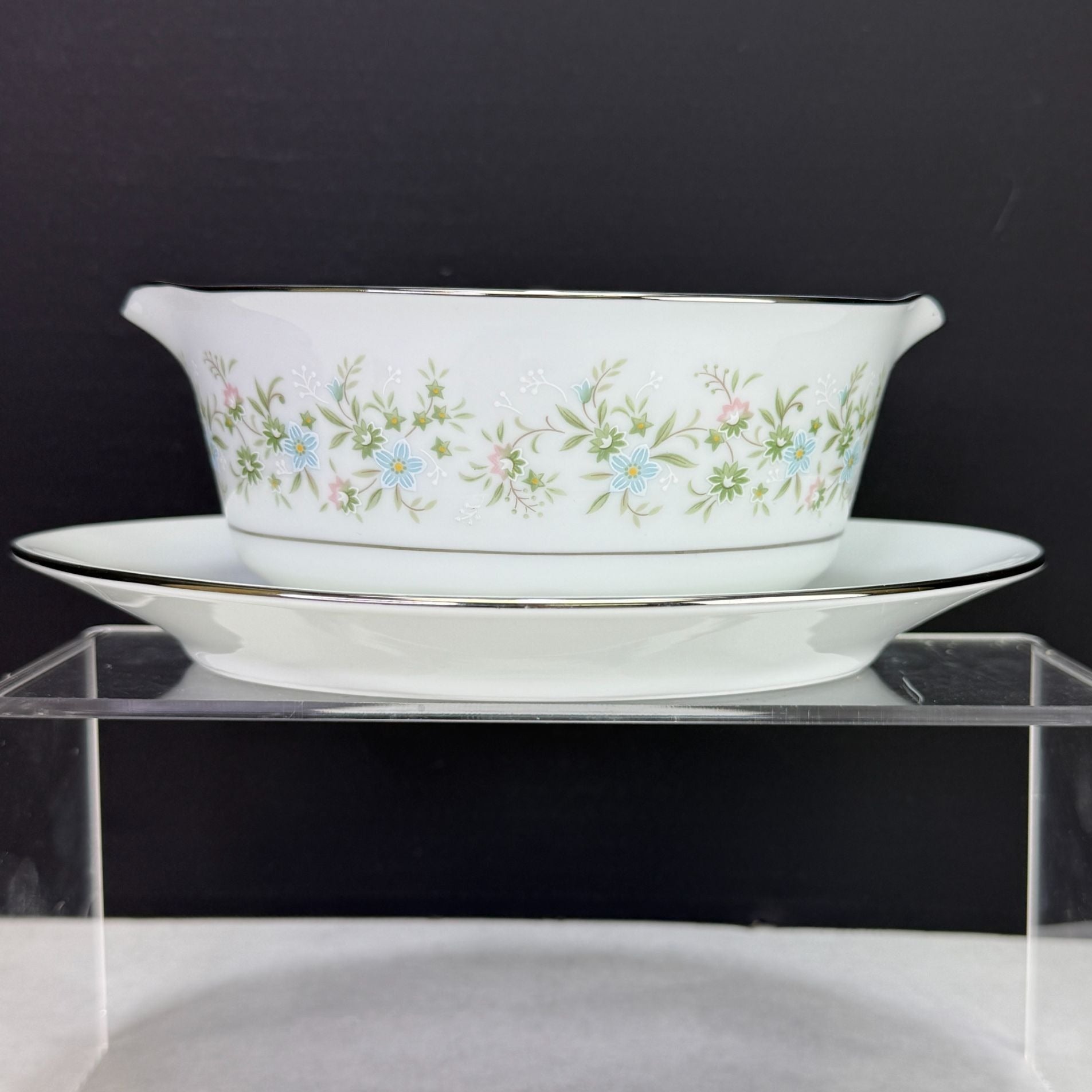 Vintage Noritake Savannah 2 Cup Gravy Boat with Attached Underplate