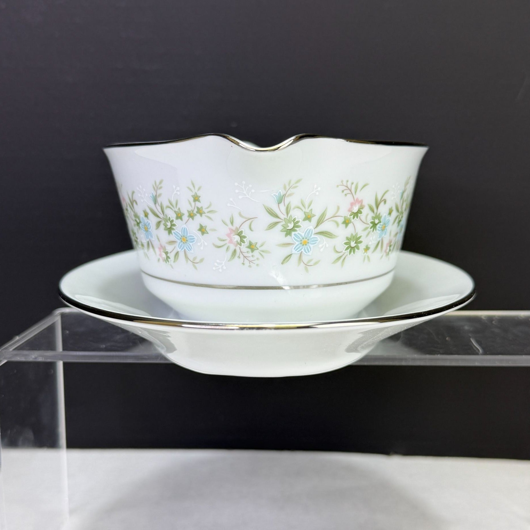 Vintage Noritake Savannah 2 Cup Gravy Boat with Attached Underplate