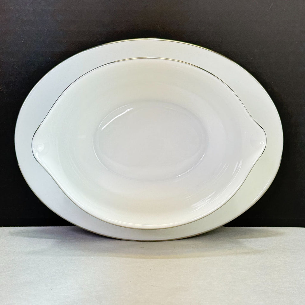 Vintage Noritake Savannah 2 Cup Gravy Boat with Attached Underplate