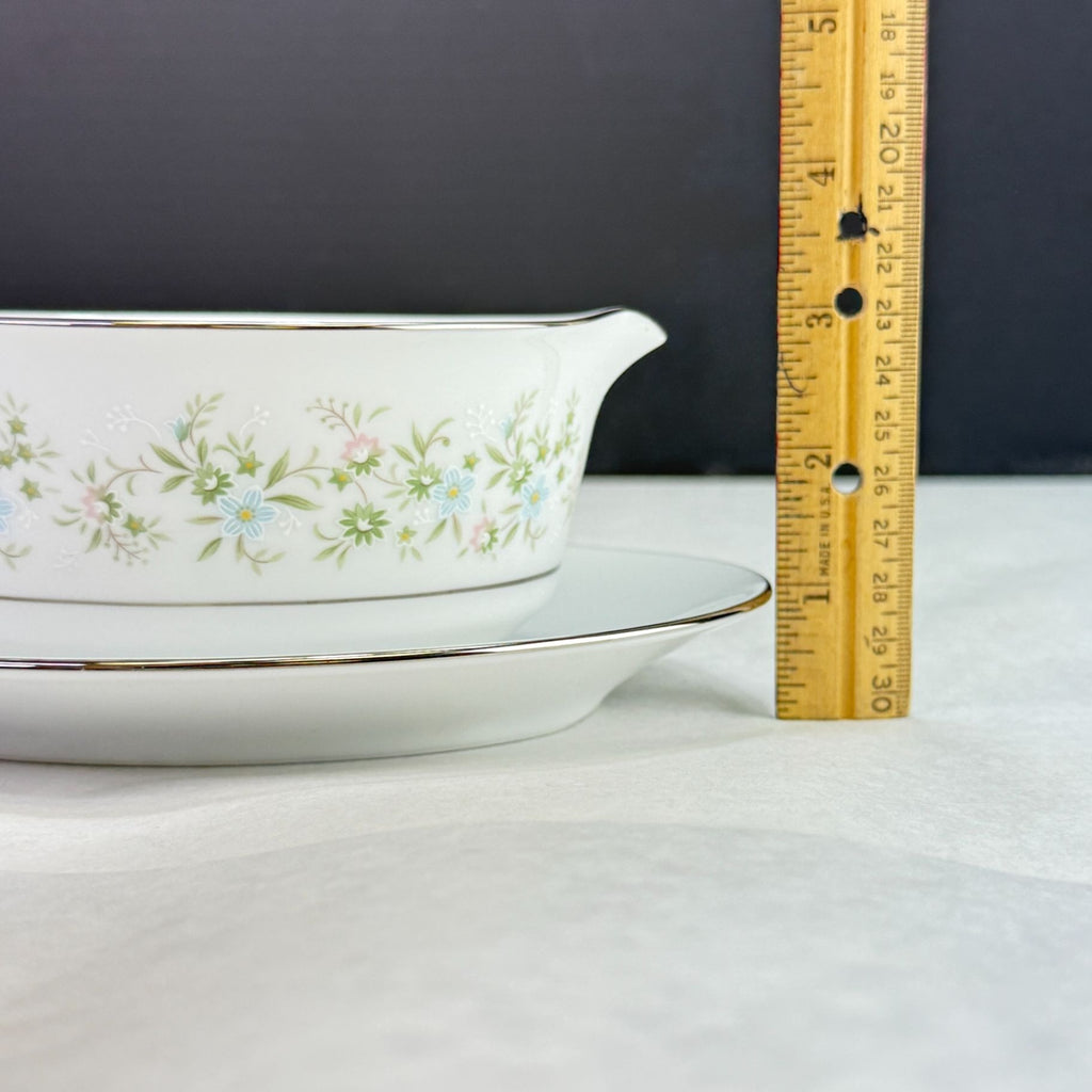 Vintage Noritake Savannah 2 Cup Gravy Boat with Attached Underplate