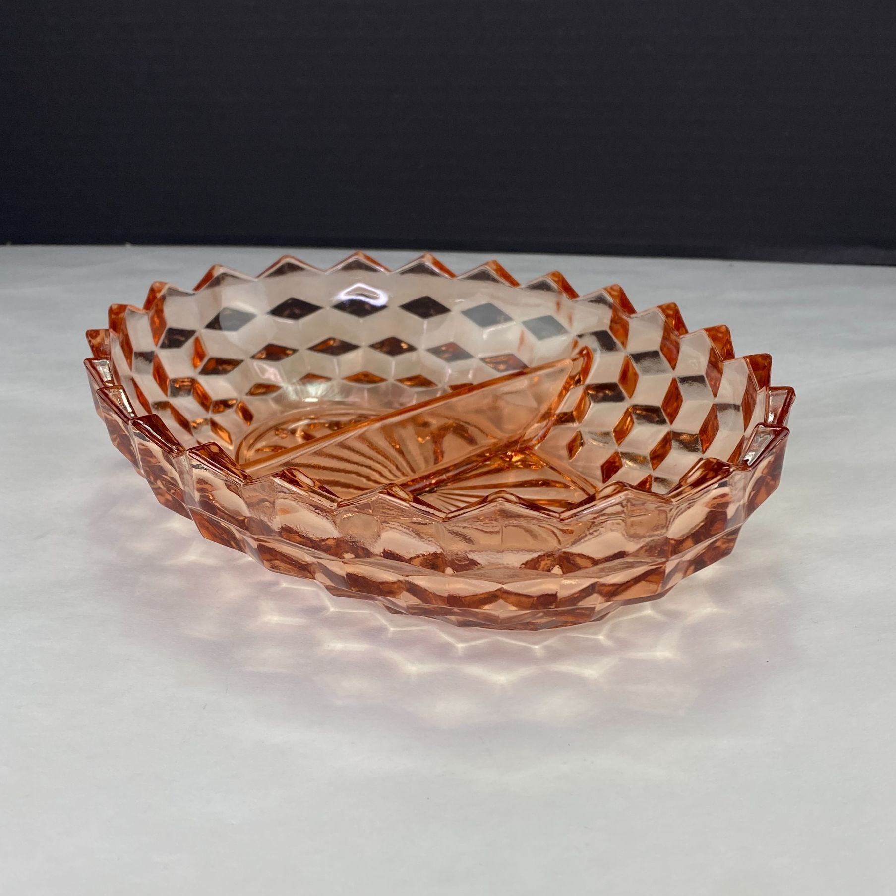 Vintage Colony Whitehall Peach Pink Divided Relish Tray Bowl