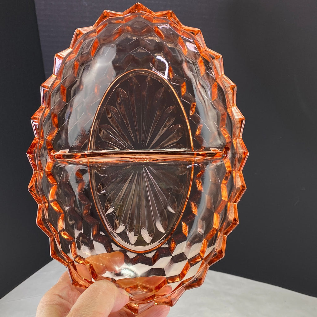 Vintage Colony Whitehall Peach Pink Divided Relish Tray Bowl