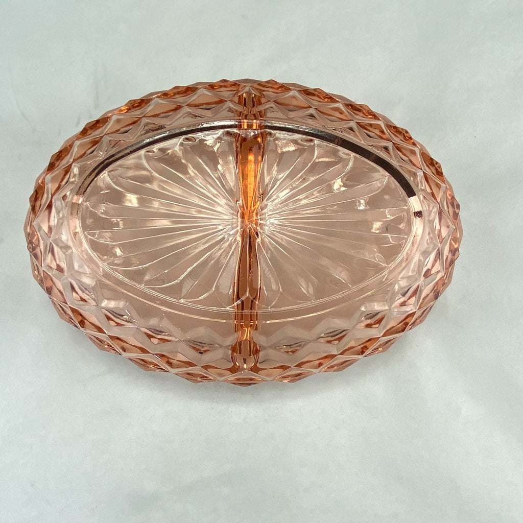 Vintage Colony Whitehall Peach Pink Divided Relish Tray Bowl