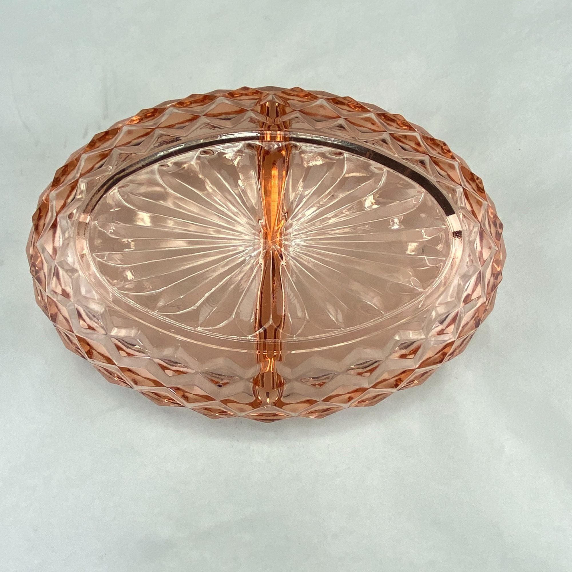 Vintage Colony Whitehall Peach Pink Divided Relish Tray Bowl