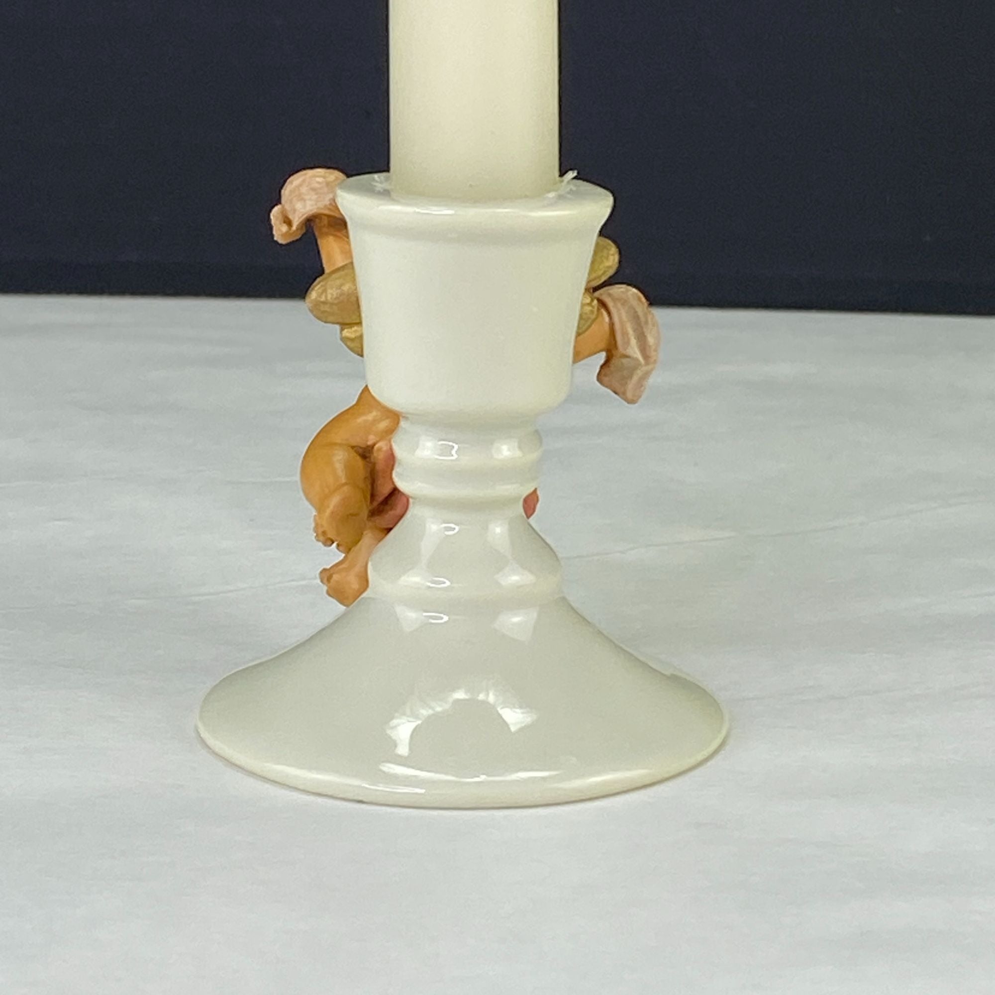 Vintage RR Roman O Holy Night Candlestick with Cherub Angel