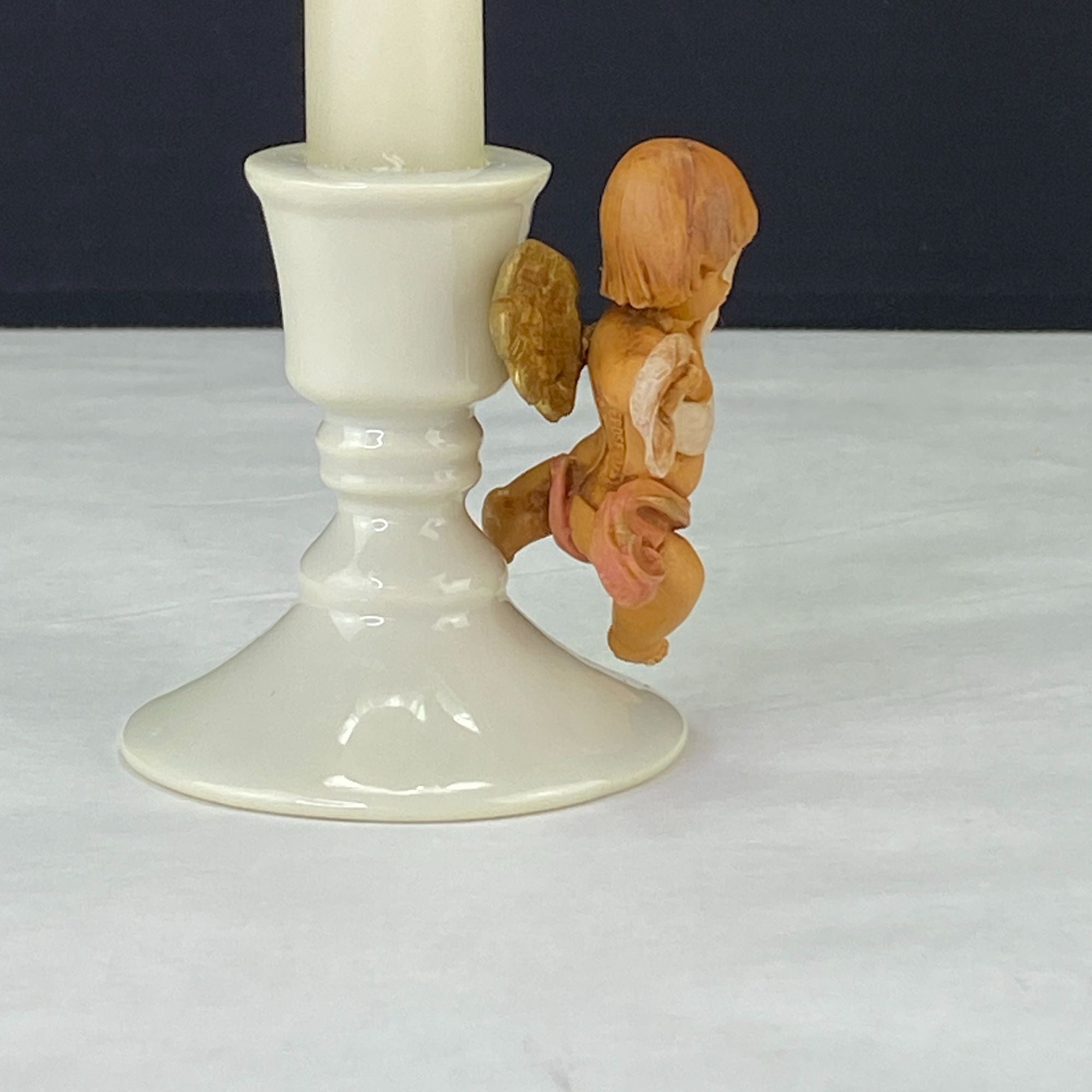 Vintage RR Roman O Holy Night Candlestick with Cherub Angel