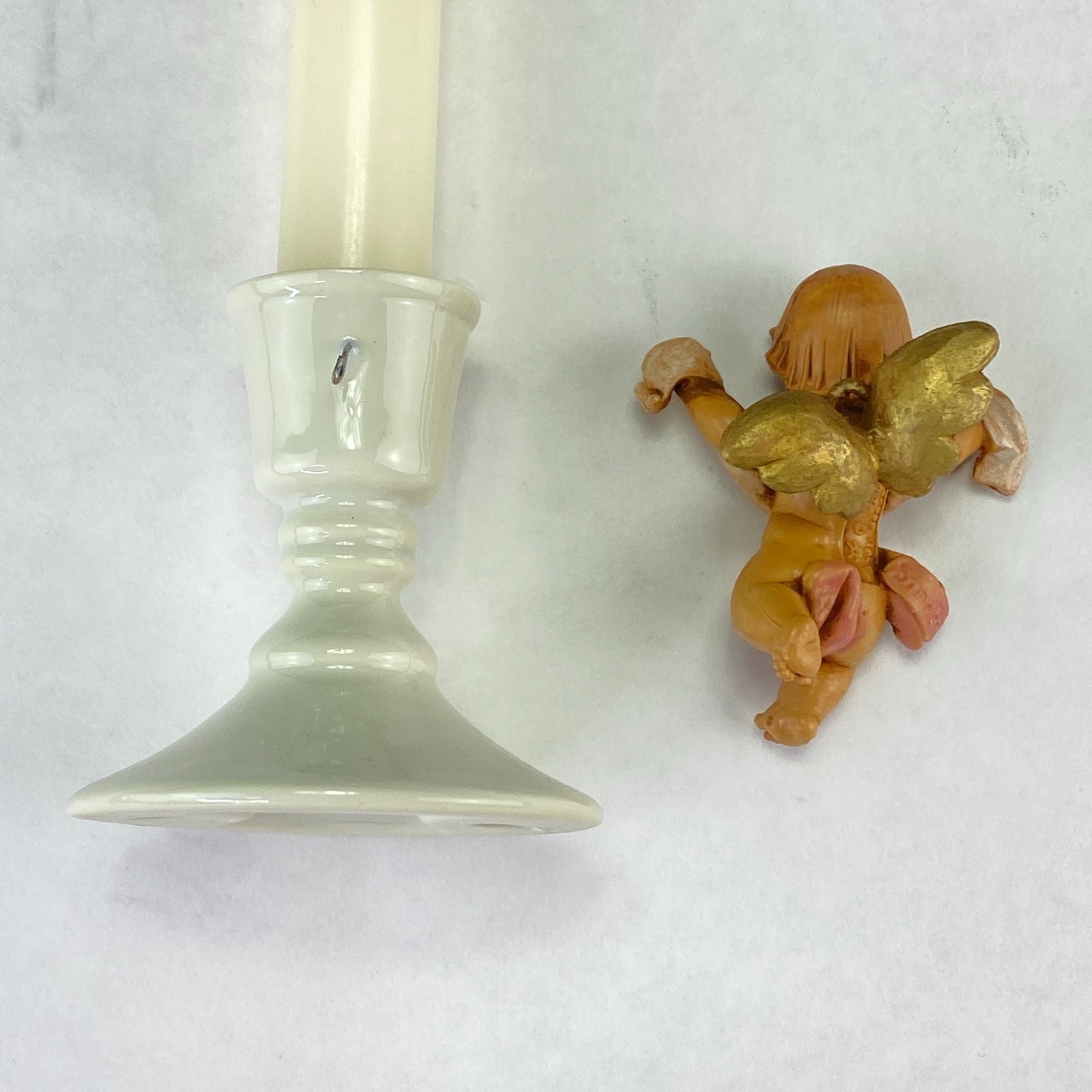 Vintage RR Roman O Holy Night Candlestick with Cherub Angel