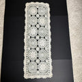 Vintage Handmade Crochet Table Runner 42" x 14" Ivory Floral Lace Doily