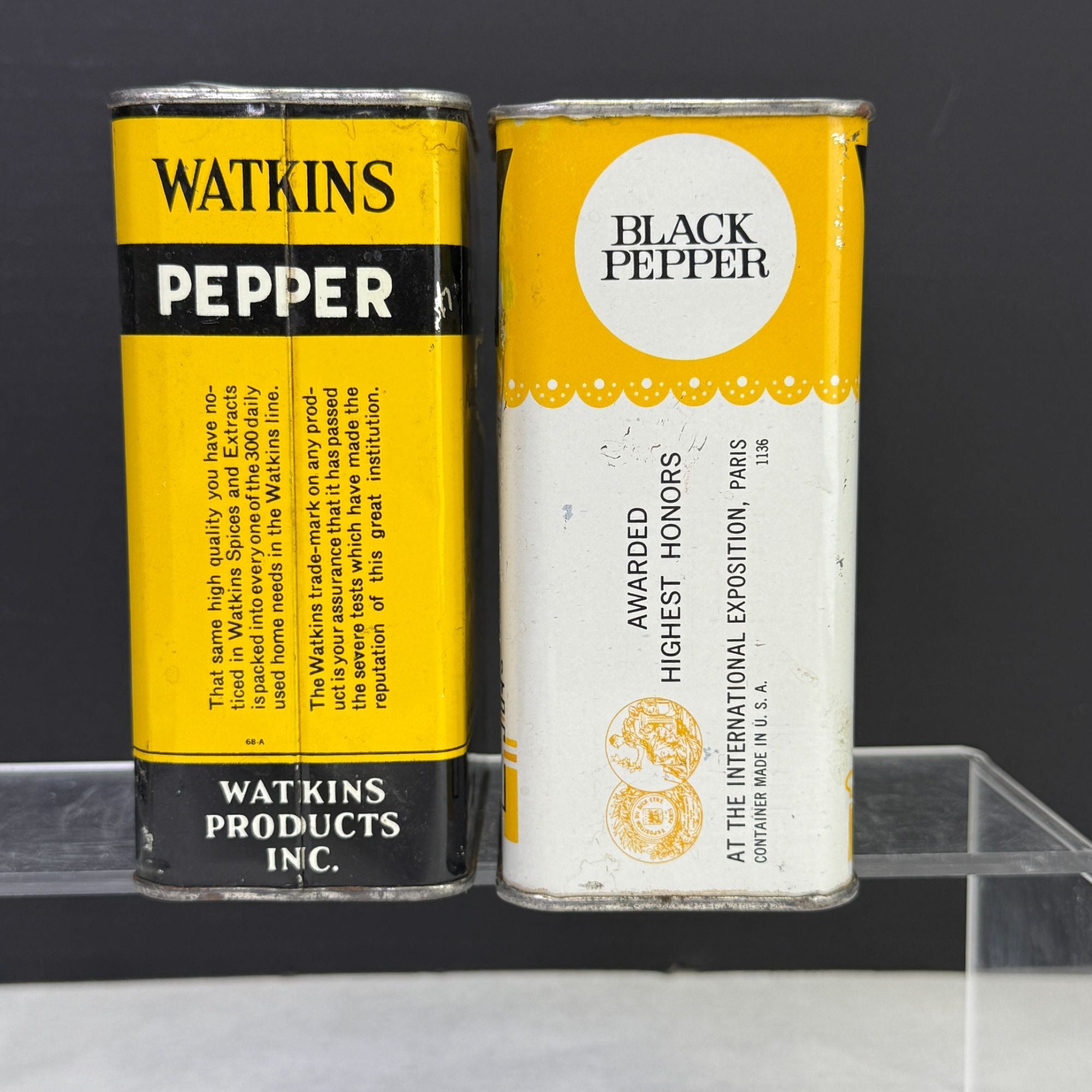 Vintage Watkins Black Pepper 8 oz Tins Lot of 2
