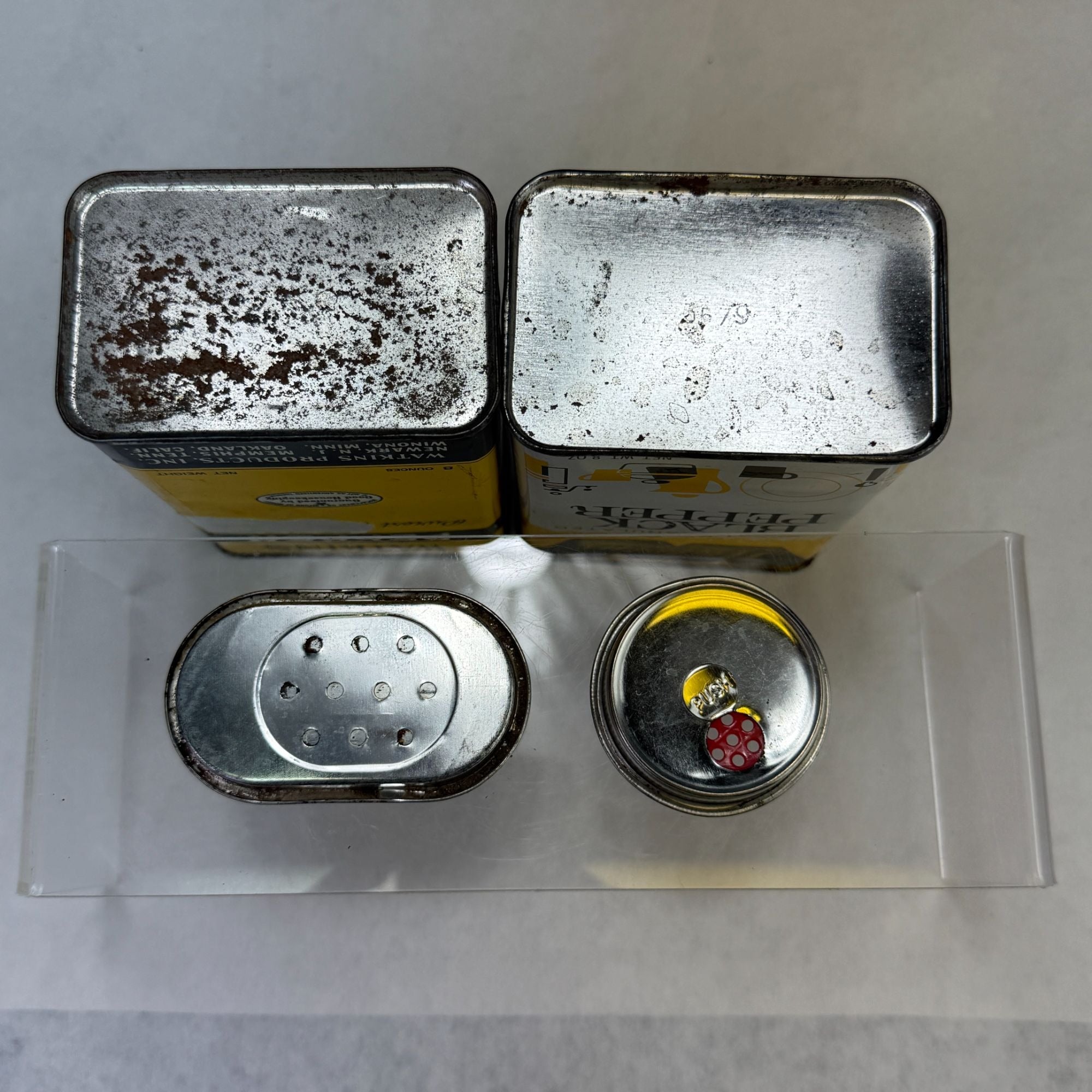 Vintage Watkins Black Pepper 8 oz Tins Lot of 2
