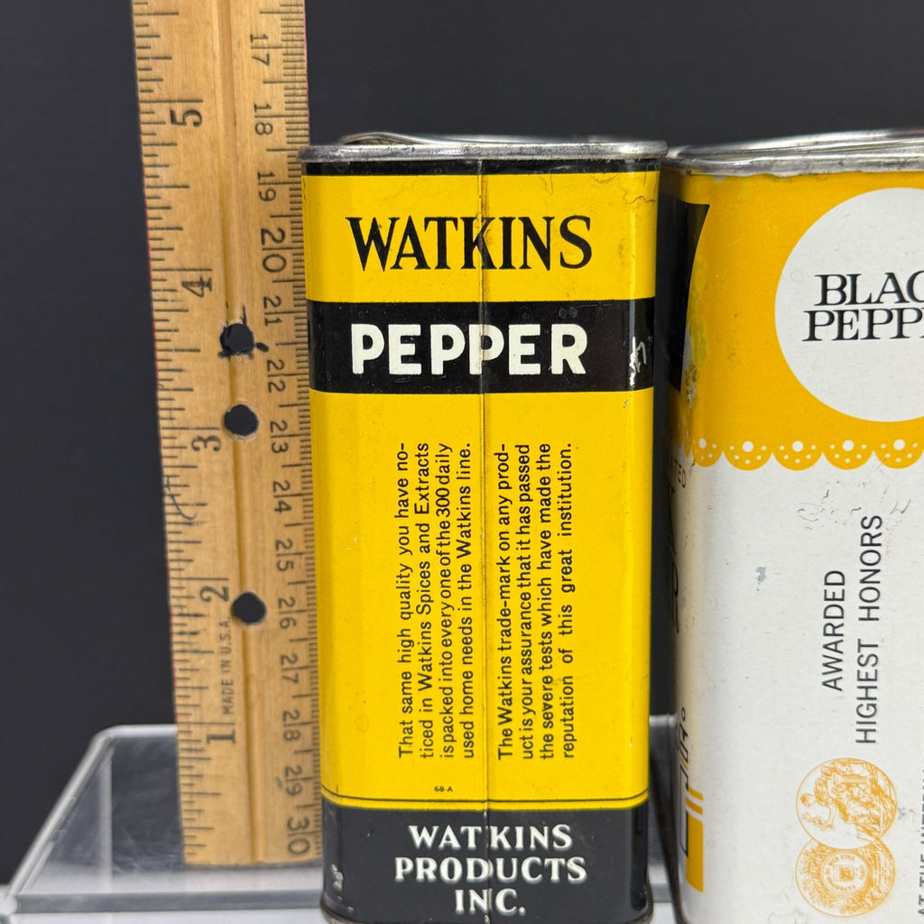 Vintage Watkins Black Pepper 8 oz Tins Lot of 2