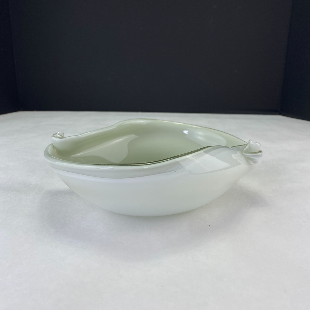 Venetian Hand Blown Art Glass Twisted End Candy Dish Bowl