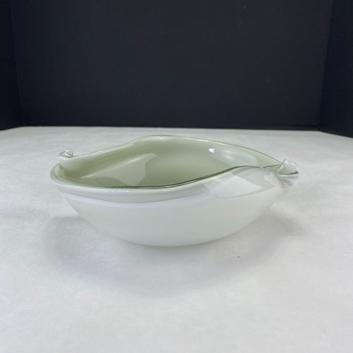 Venetian Hand Blown Art Glass Twisted End Candy Dish Bowl