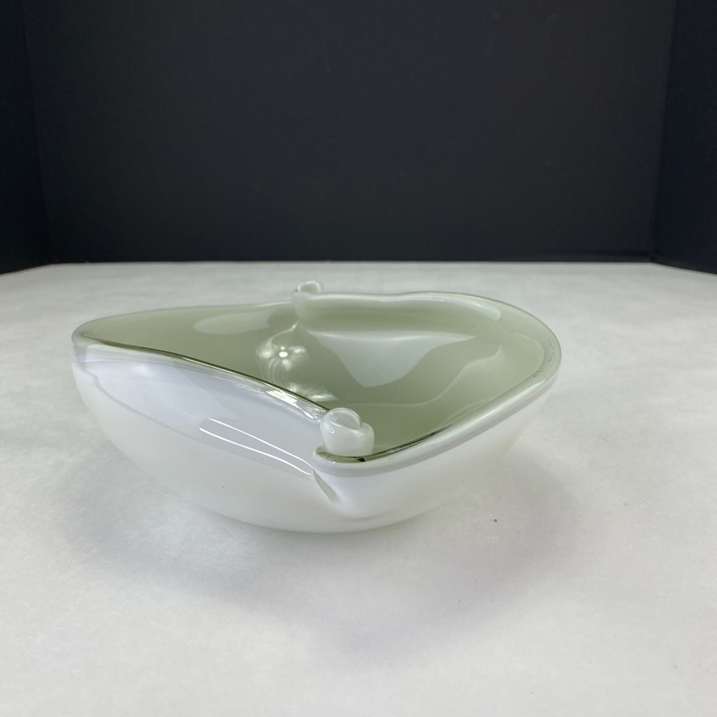 Venetian Hand Blown Art Glass Twisted End Candy Dish Bowl