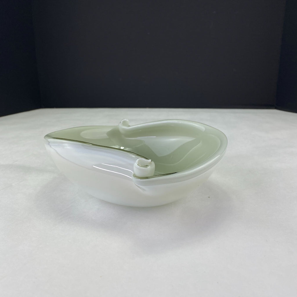 Venetian Hand Blown Art Glass Twisted End Candy Dish Bowl