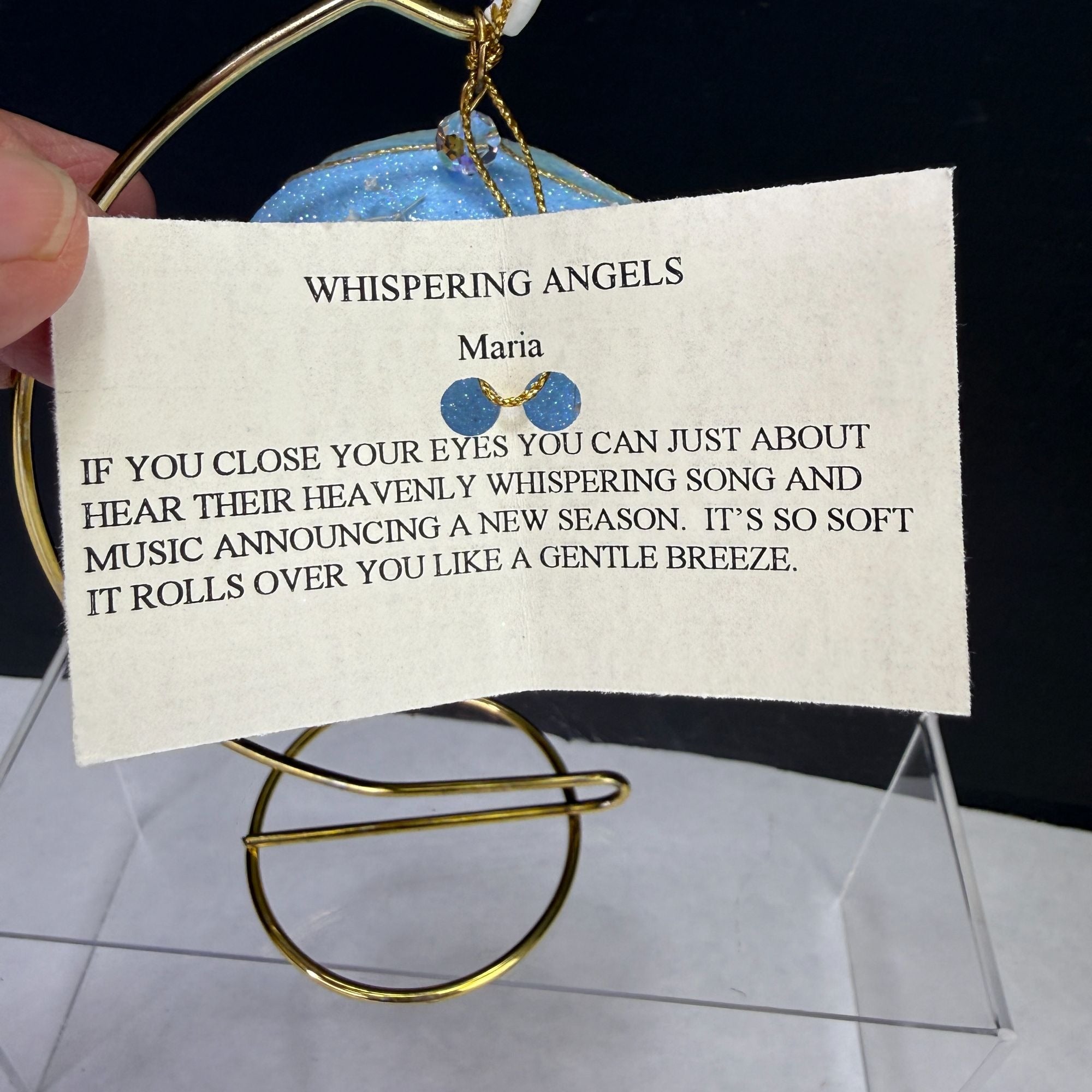 Vintage Real Egg Diorama Christmas Angel Ornament with Stand