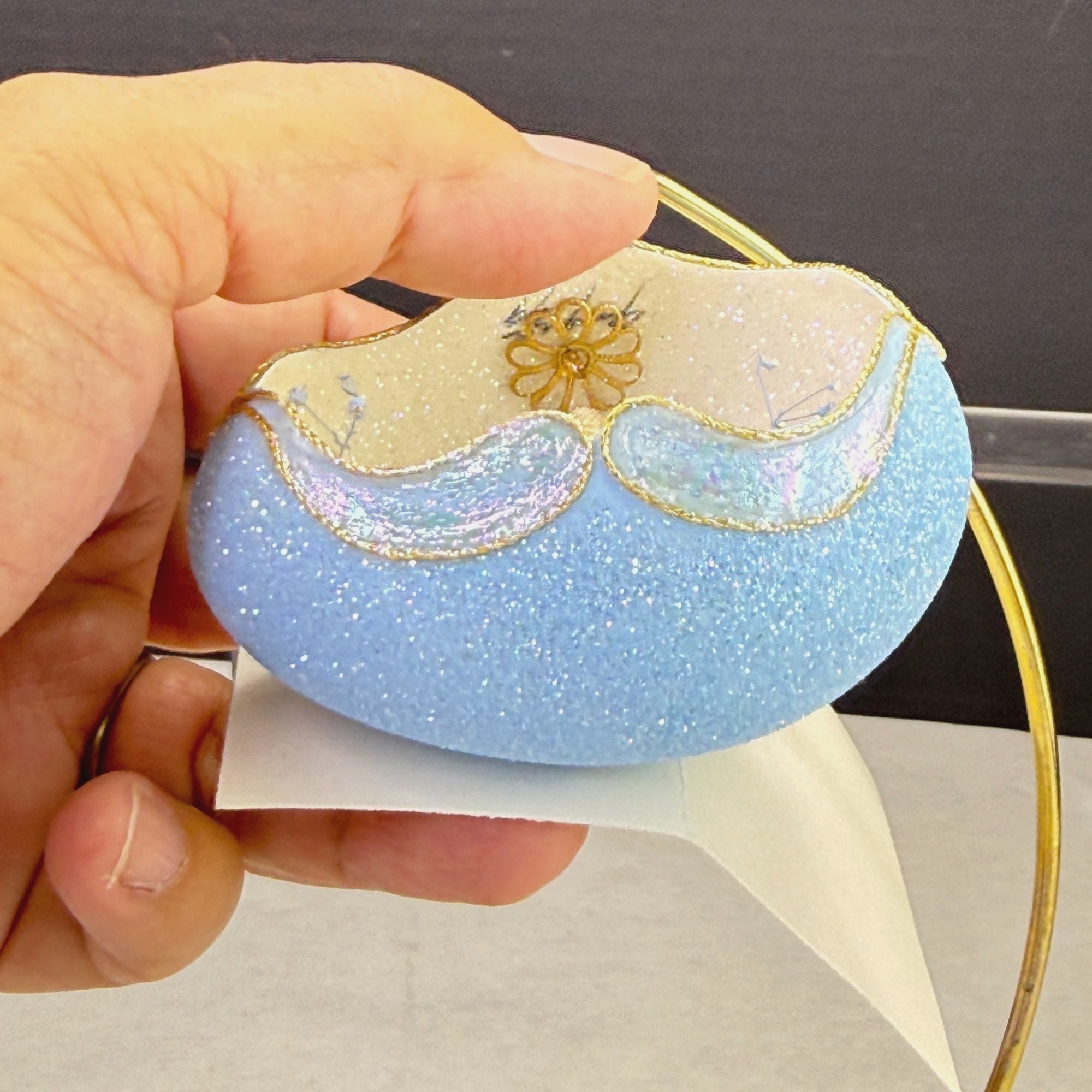 Vintage Real Egg Diorama Christmas Angel Ornament with Stand