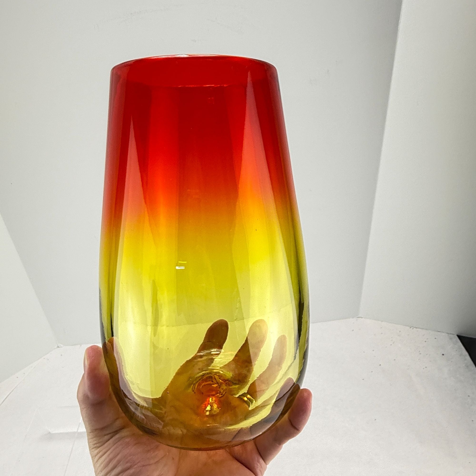 Vintage Blenko Art Glass Vase Amberina 6323M