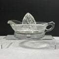 Vintage Hazel Atlas Crisscross Clear Glass Juicer Reamer With Handle & Spout