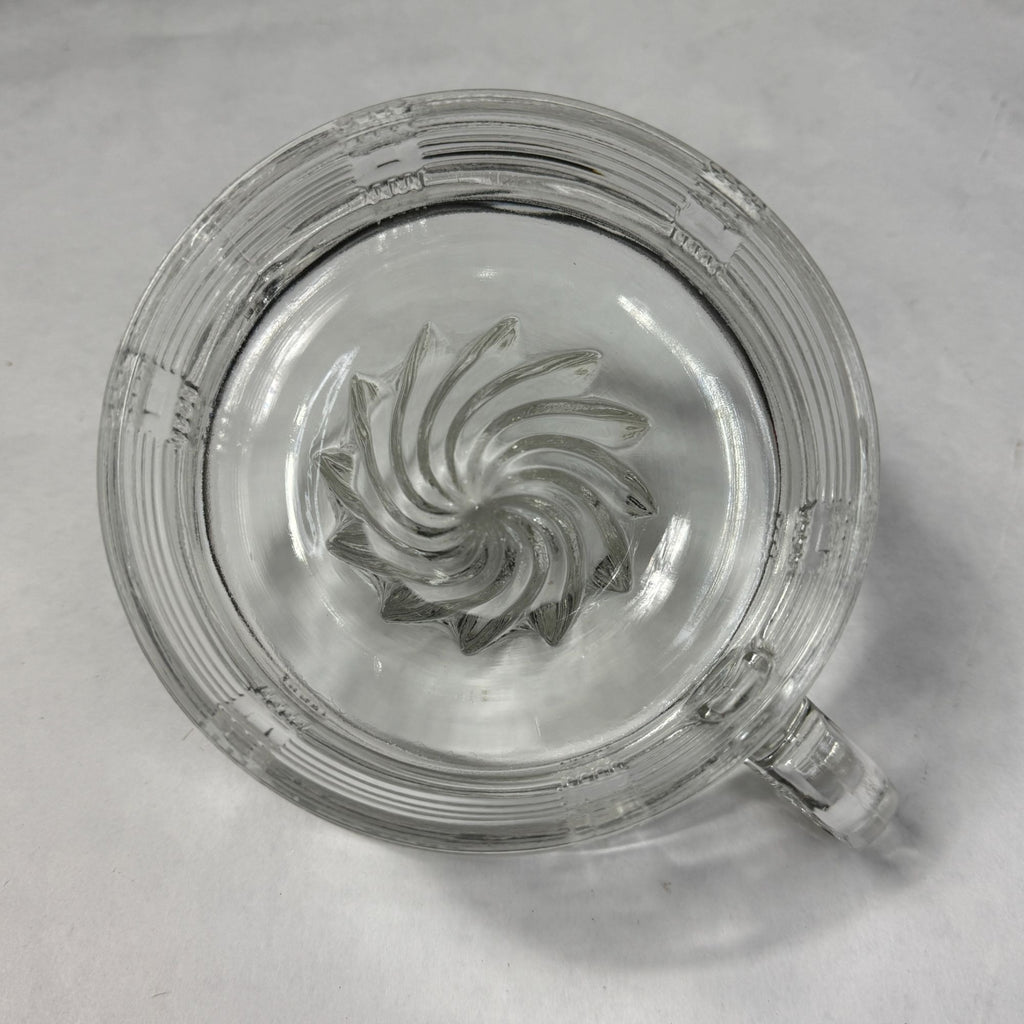 Vintage Hazel Atlas Crisscross Clear Glass Juicer Reamer With Handle & Spout