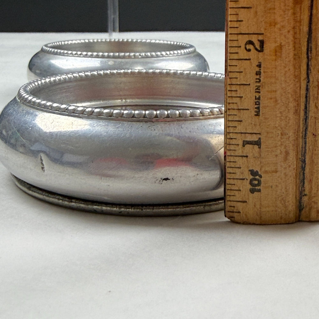 Vintage Aluminum Stacking Coasters with Embroidery Insert Set of 2