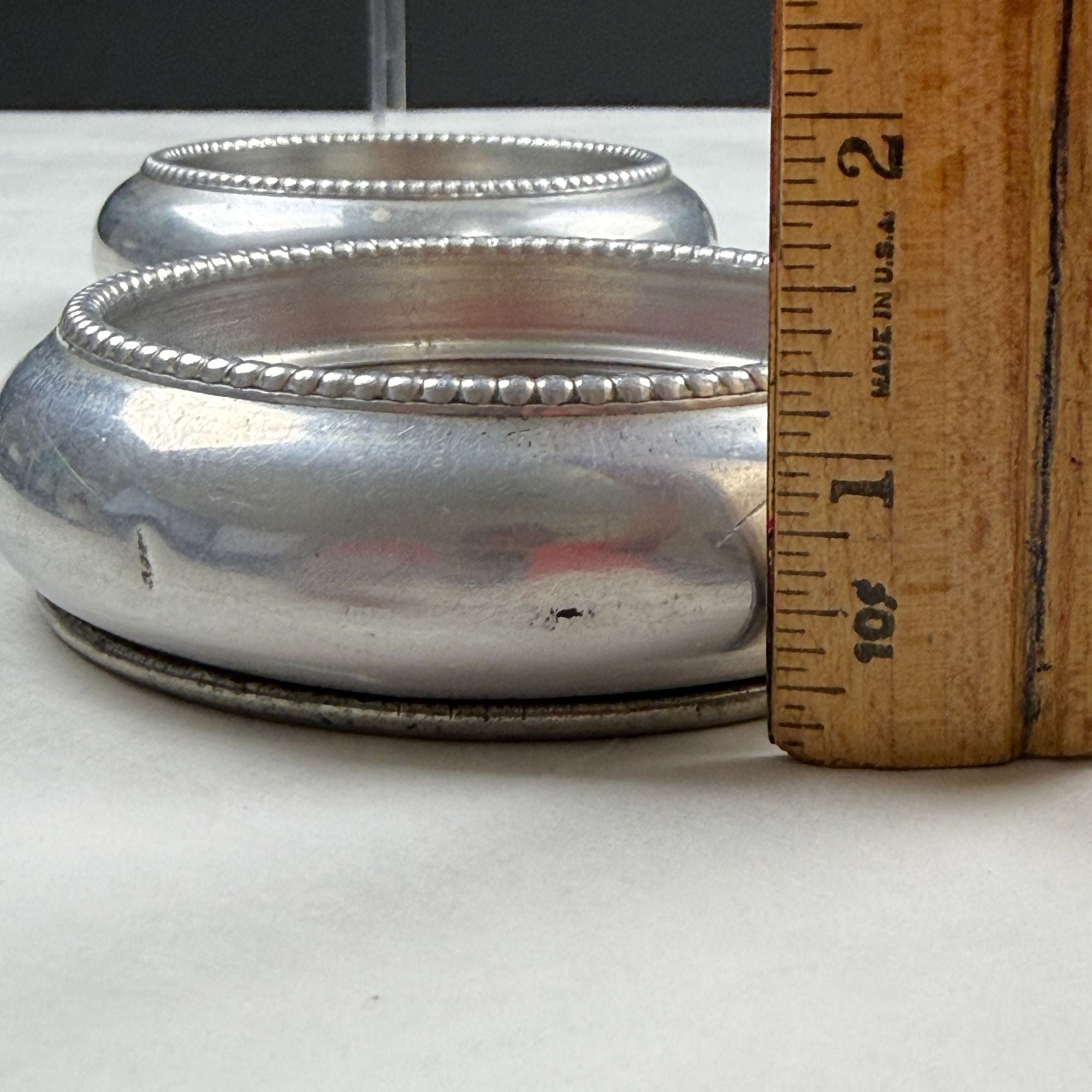 Vintage Aluminum Stacking Coasters with Embroidery Insert Set of 2