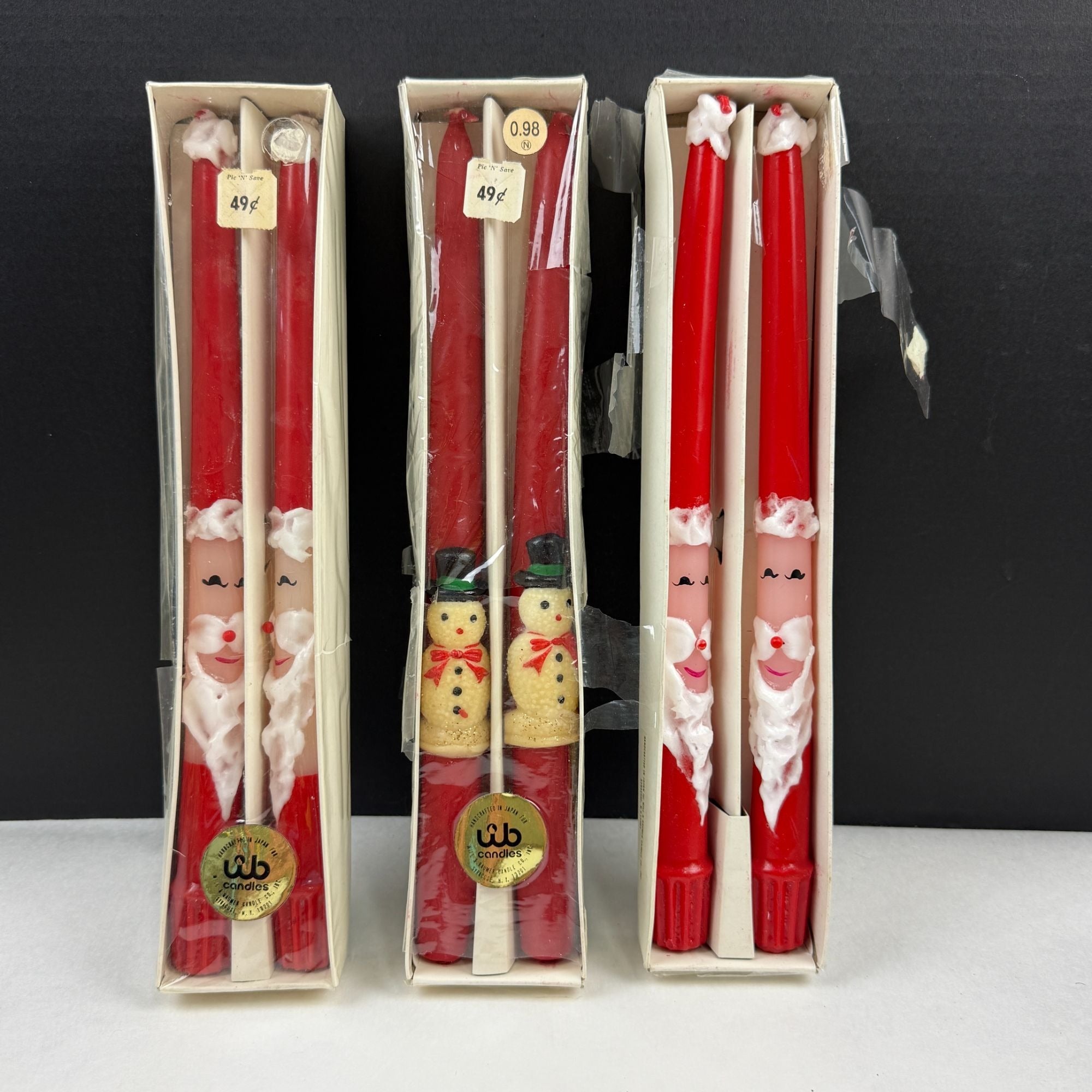 Vintage Will & Baumer Santa and Snowman Christmas Candles Lot of 3