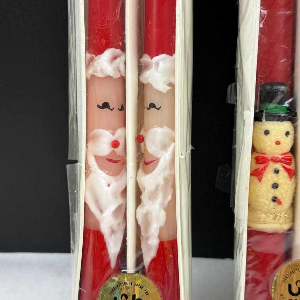 Vintage Will & Baumer Santa and Snowman Christmas Candles Lot of 3