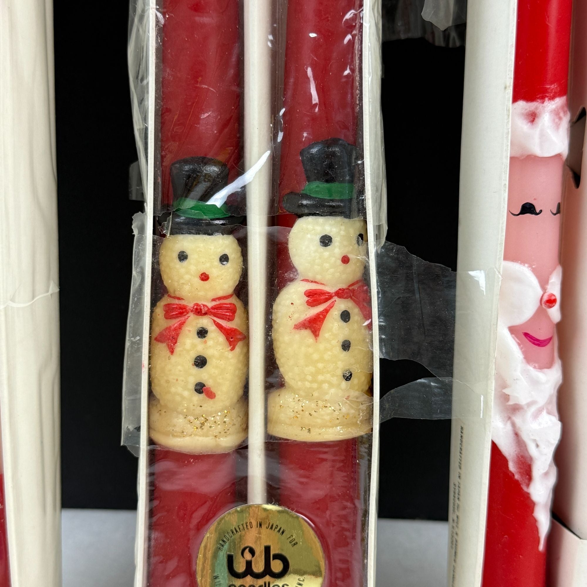 Vintage Will & Baumer Santa and Snowman Christmas Candles Lot of 3