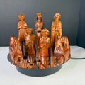 Carved Wood Nativity Figures Set of 7 Christmas Wise Men Camels Rustic Decor