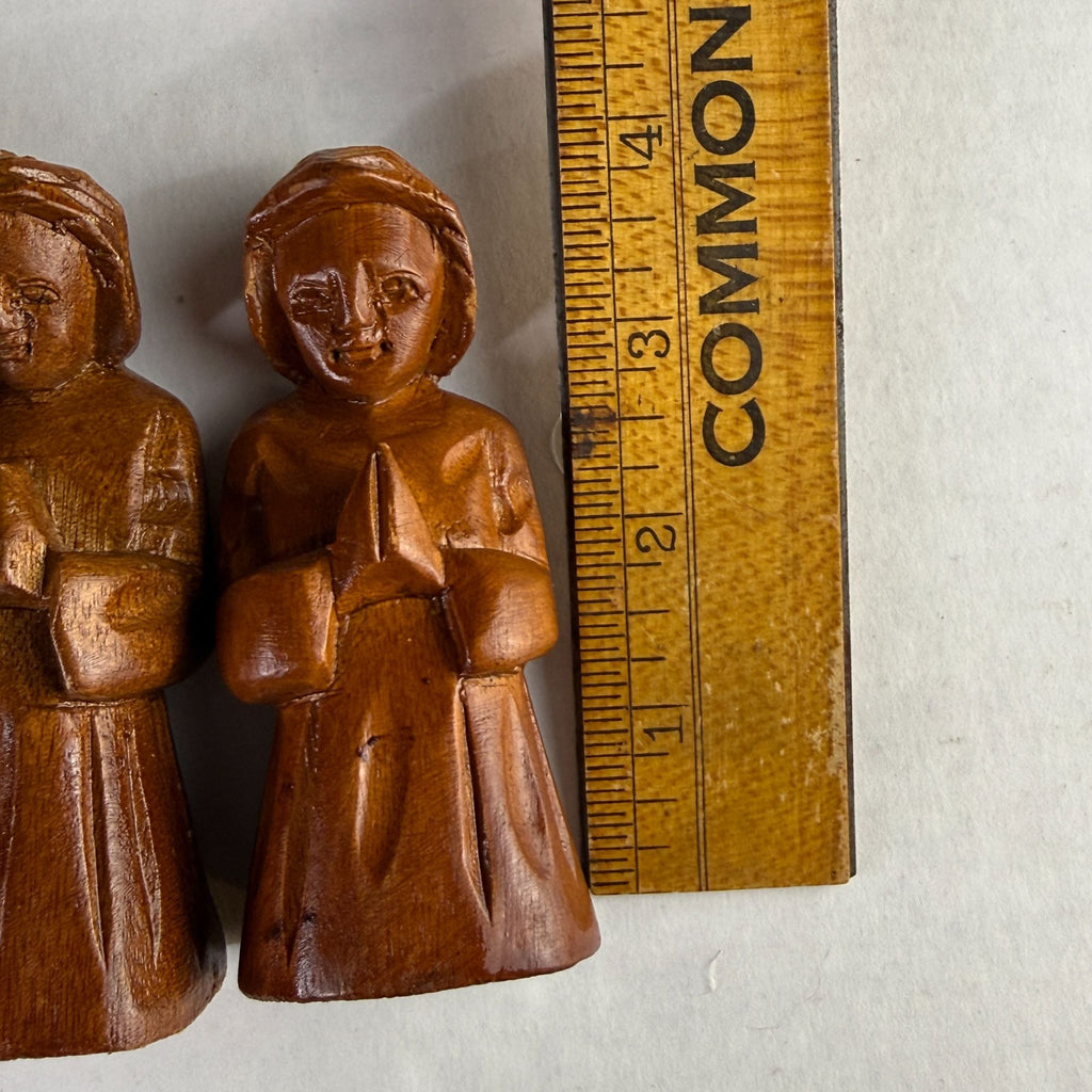 Carved Wood Nativity Figures Set of 7 Christmas Wise Men Camels Rustic Decor