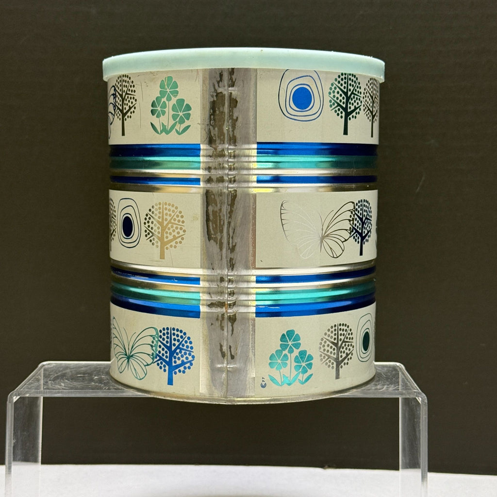 Vintage Butternut Butterfly Blue and White Coffee Tin Can