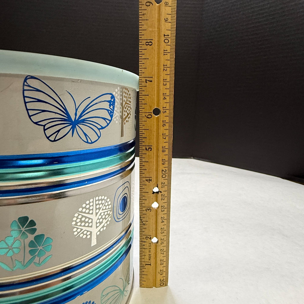 Vintage Butternut Butterfly Blue and White Coffee Tin Can