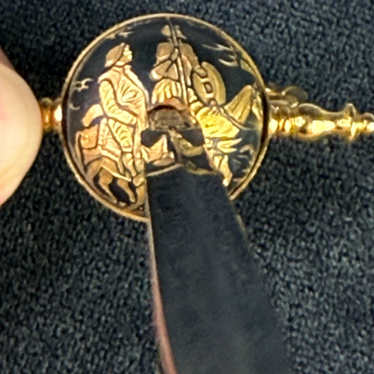 Vintage Toledo Miniature Rapier Sword Letter Opener Conquistador Black Gold