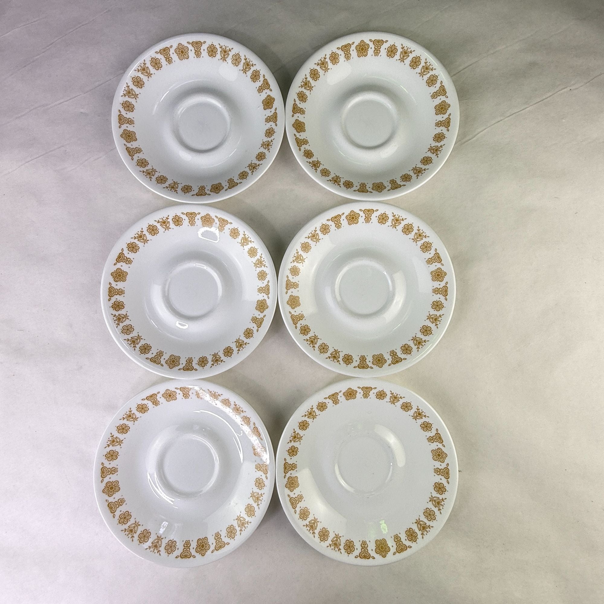 Vintage Corelle Gold Butterfly Replacement Saucer Set of 6