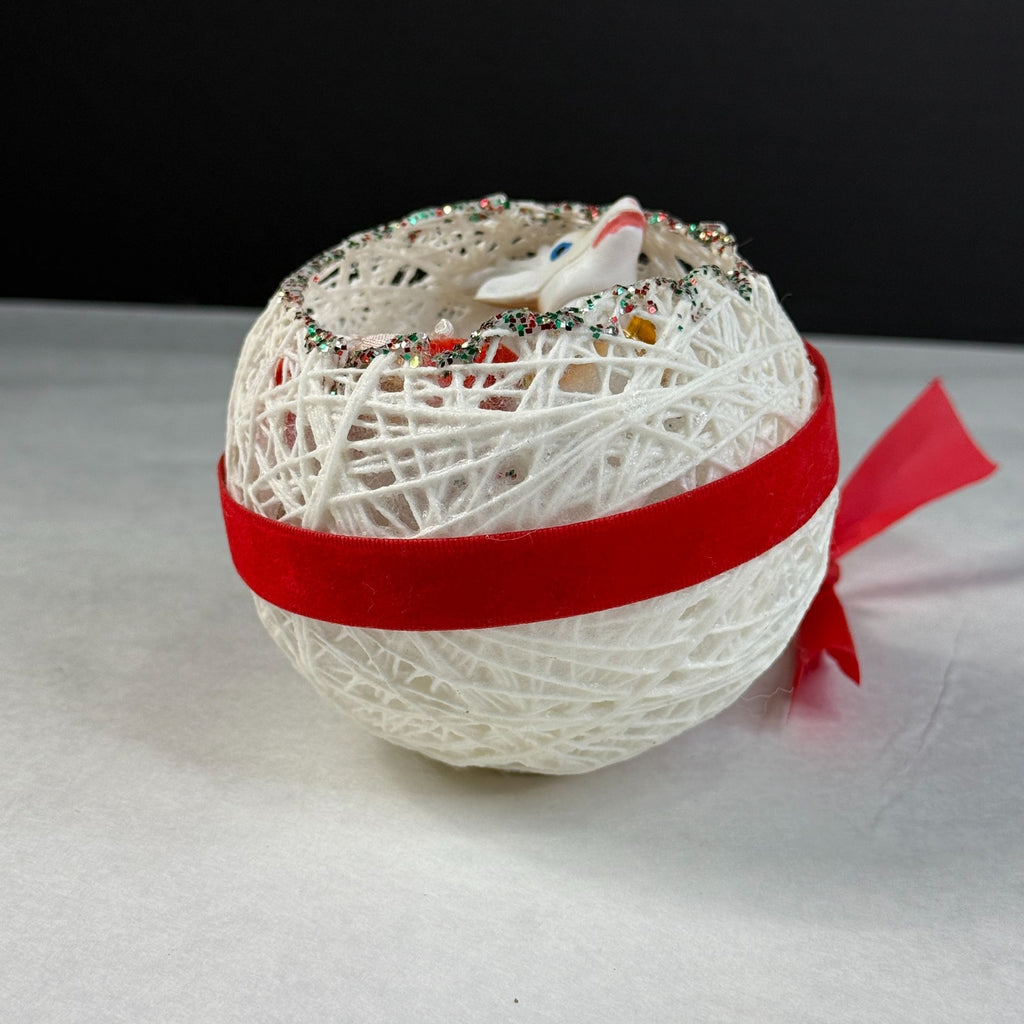 Vintage Diorama Egg String Christmas Ornament Blow Mold Reindeer