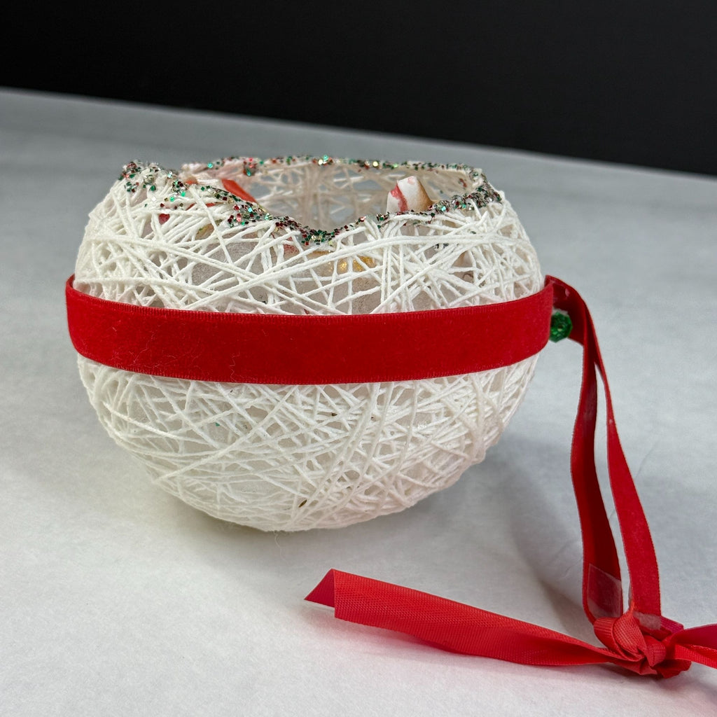 Vintage Diorama Egg String Christmas Ornament Blow Mold Reindeer