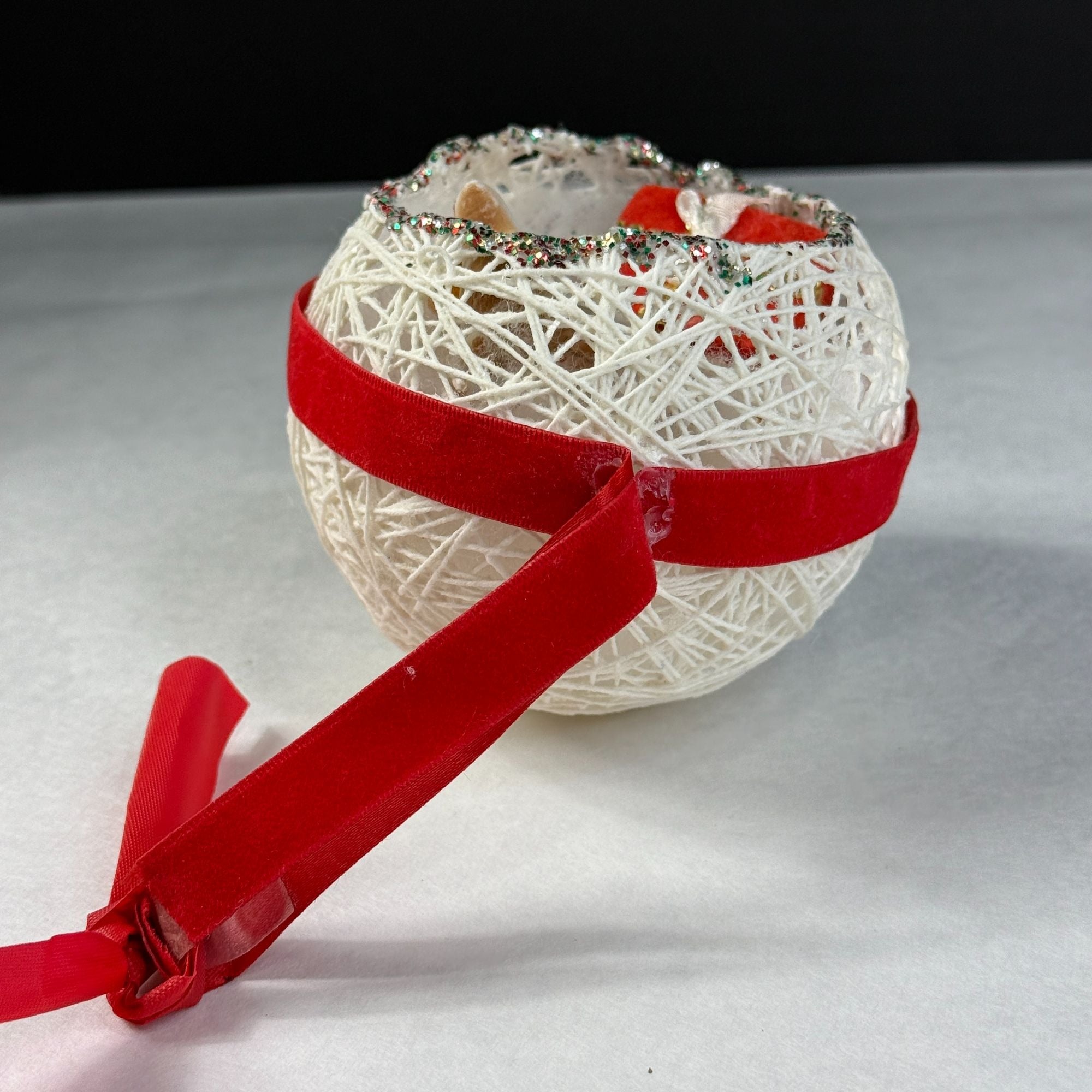 Vintage Diorama Egg String Christmas Ornament Blow Mold Reindeer
