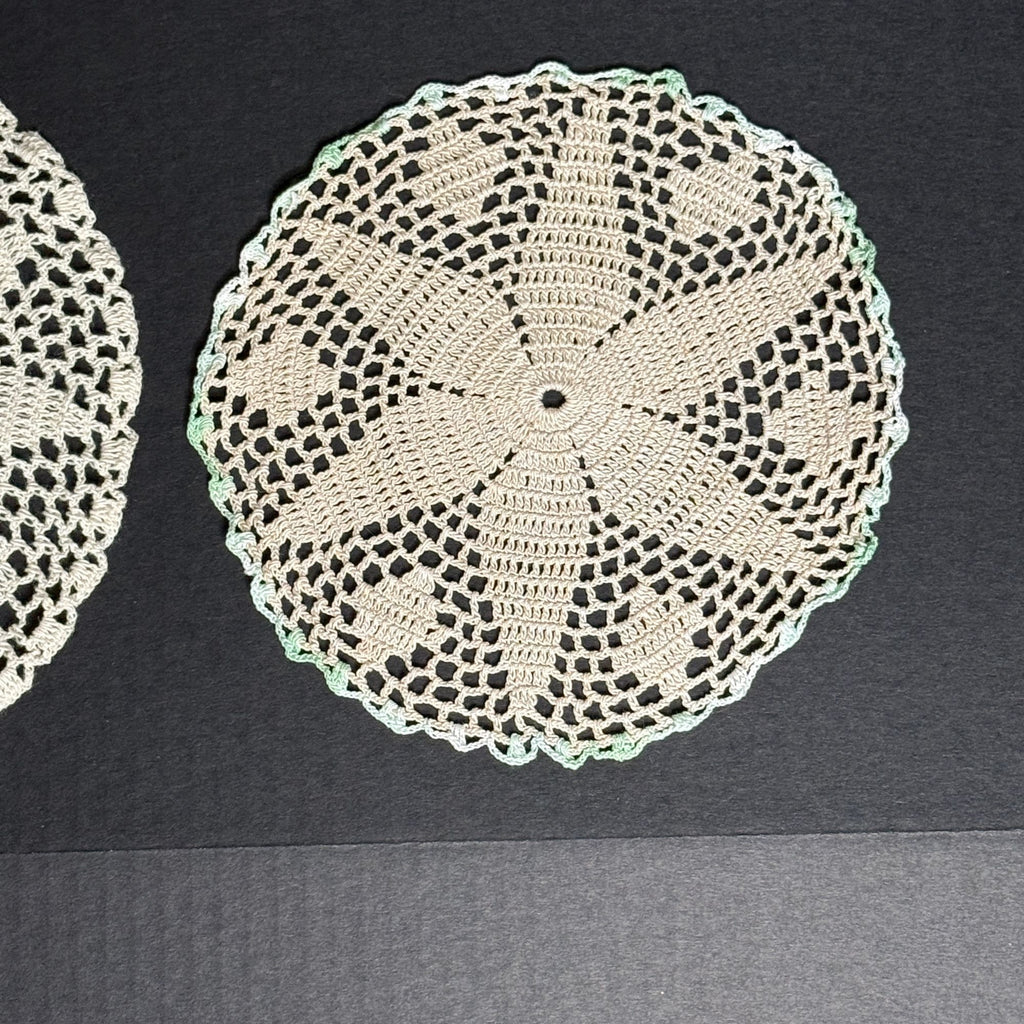 Vintage Handmade Crochet Doilies Set of 2 Round Pinwheel Pattern 10" & 8"