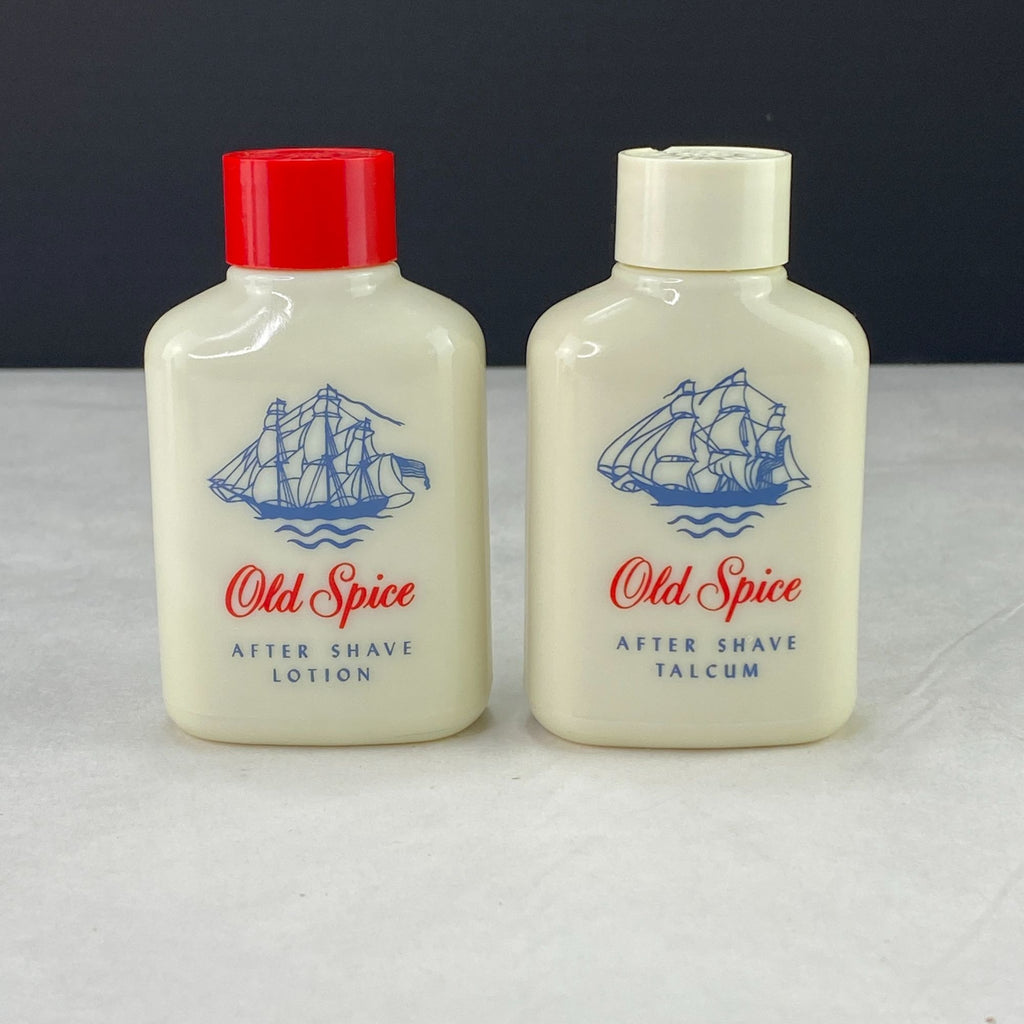 Vintage Old Spice After Shave Lotion and Talcum Powder Shulton Bottles
