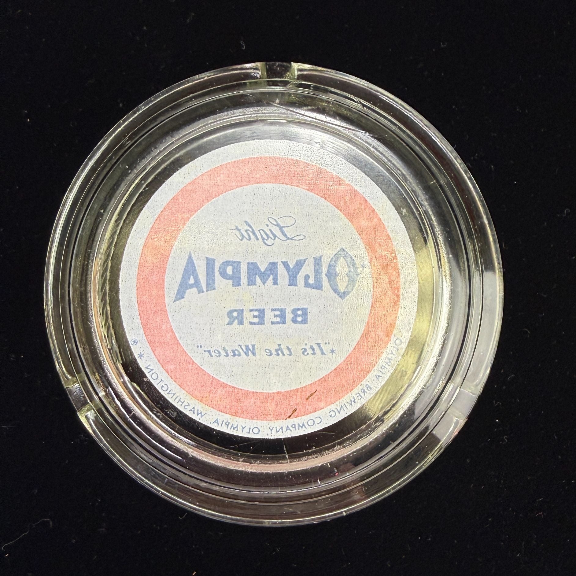 Vintage Olympia Light Beer It's the Water Glass Ashtray