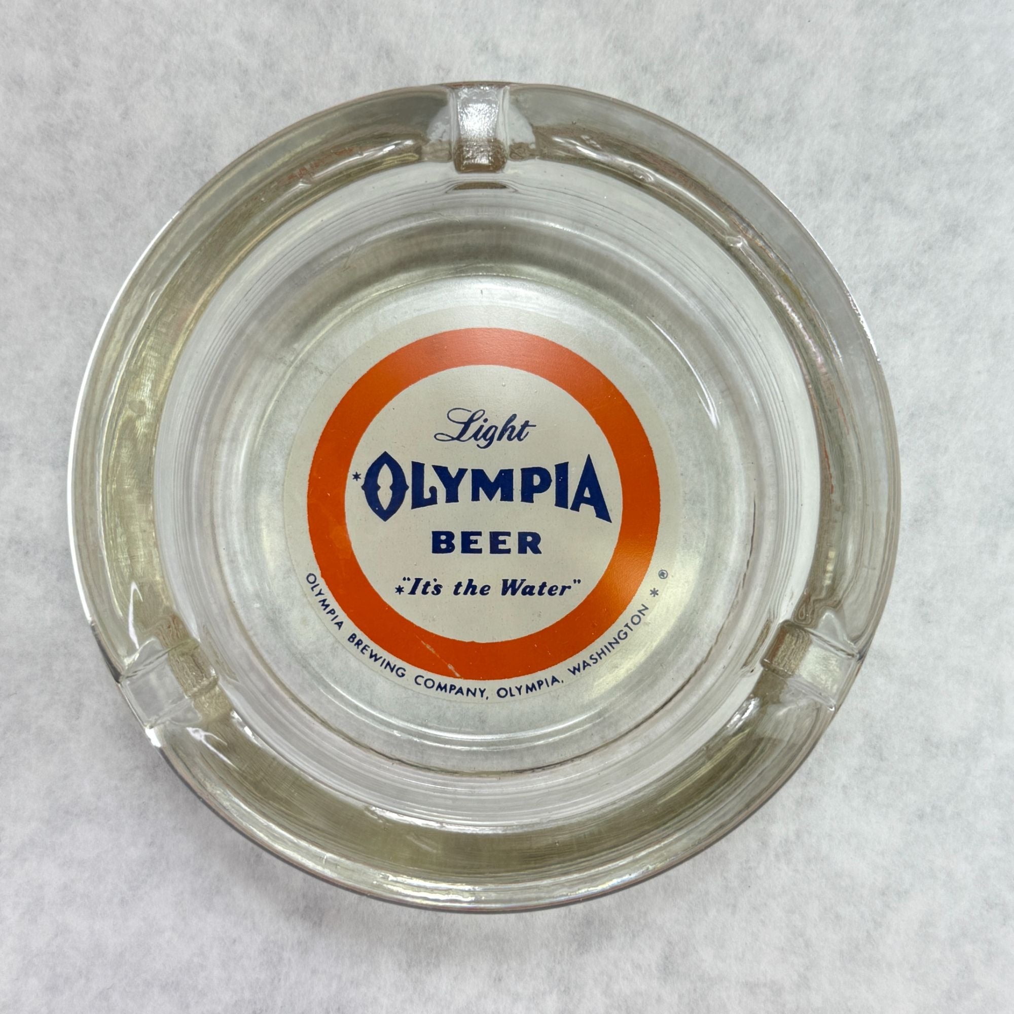 Vintage Olympia Light Beer It's the Water Glass Ashtray