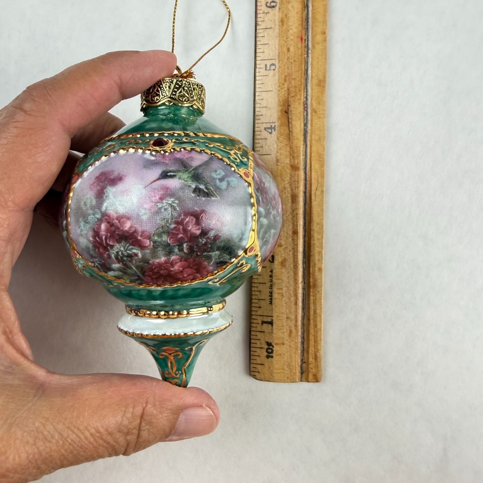 Vintage Lena Liu's Jeweled Hummingbird Porcelain Ornaments Set Of 2 1998