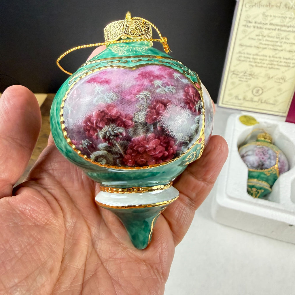 Vintage Lena Liu's Jeweled Hummingbird Porcelain Ornaments Set Of 2 1998