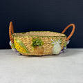 Vintage Woven Raffia Handled Basket Fruit Design