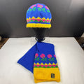 Vintage 90s Hansen Knit Beanie and Scarf Set Floral Design
