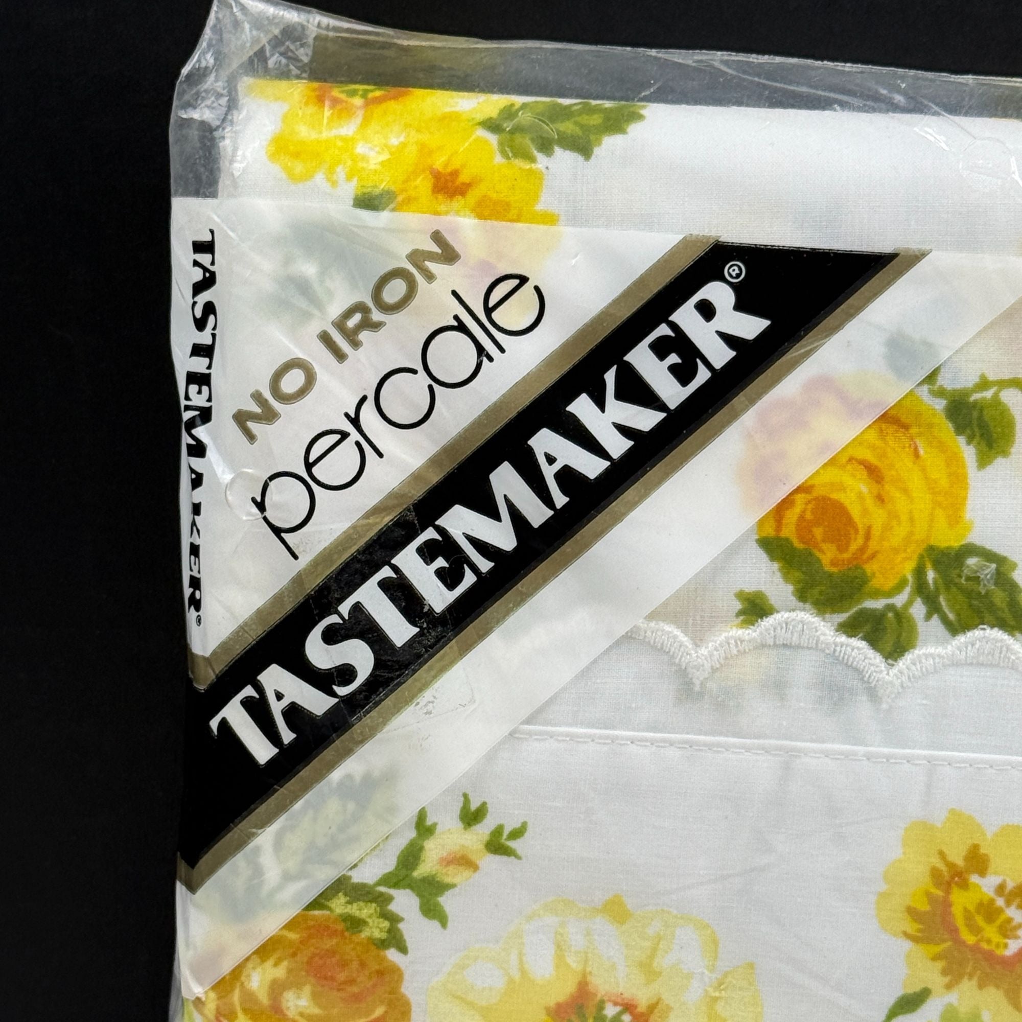 Vintage Tastemaker Percale Full Flat Sheet Yellow Flowers Summer Afternoon NEW